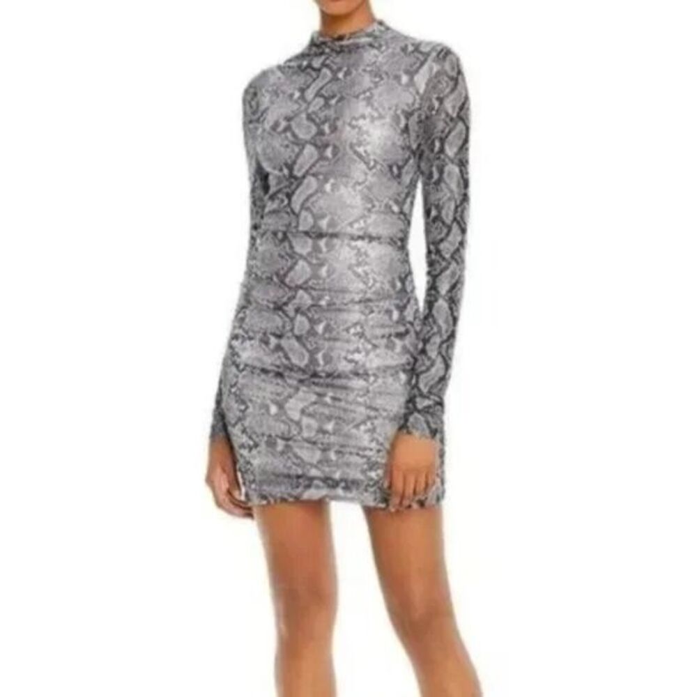 Tiger Mist Addison Snake Print Mini Dress in Gray